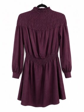 1. State Smocked High Neck Long Sleeve Dress - Plum